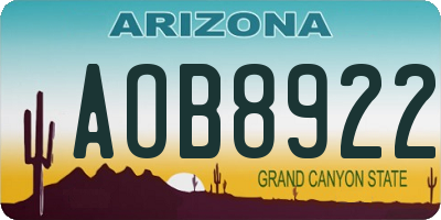 AZ license plate AOB8922