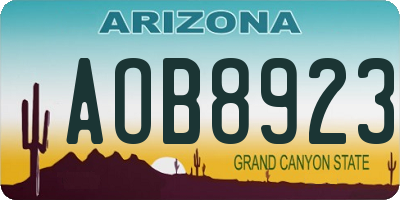 AZ license plate AOB8923