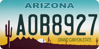 AZ license plate AOB8927