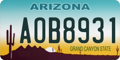 AZ license plate AOB8931