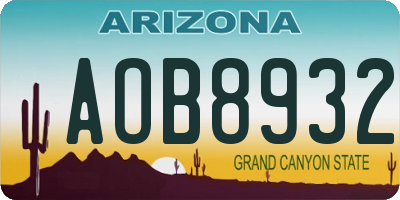 AZ license plate AOB8932