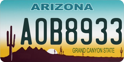 AZ license plate AOB8933