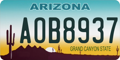 AZ license plate AOB8937
