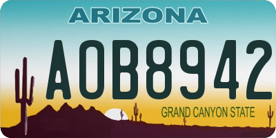 AZ license plate AOB8942