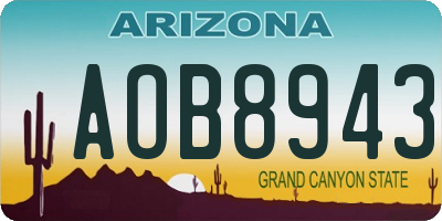 AZ license plate AOB8943