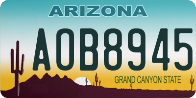 AZ license plate AOB8945