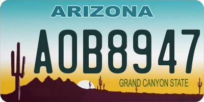 AZ license plate AOB8947