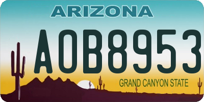AZ license plate AOB8953