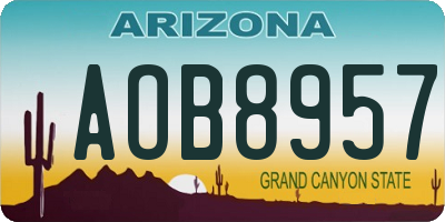 AZ license plate AOB8957