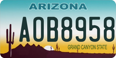 AZ license plate AOB8958