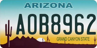 AZ license plate AOB8962