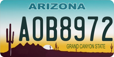 AZ license plate AOB8972