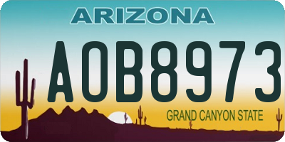 AZ license plate AOB8973
