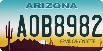 AZ license plate AOB8982