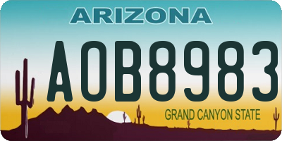 AZ license plate AOB8983