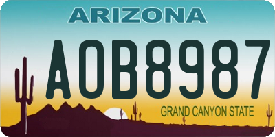 AZ license plate AOB8987