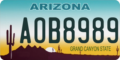 AZ license plate AOB8989