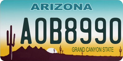 AZ license plate AOB8990