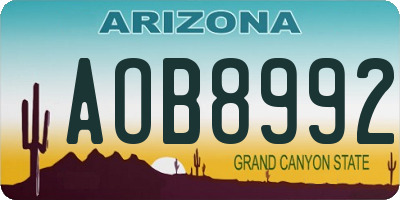 AZ license plate AOB8992