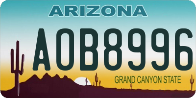 AZ license plate AOB8996