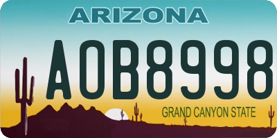 AZ license plate AOB8998
