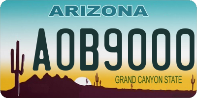 AZ license plate AOB9000