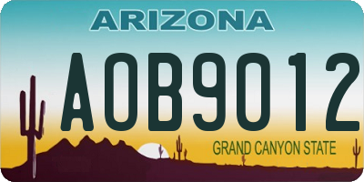 AZ license plate AOB9012