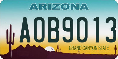 AZ license plate AOB9013