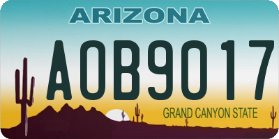 AZ license plate AOB9017