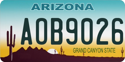 AZ license plate AOB9026