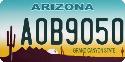 AZ license plate AOB9050