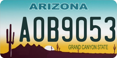 AZ license plate AOB9053