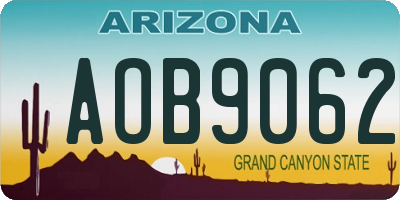 AZ license plate AOB9062