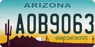 AZ license plate AOB9063