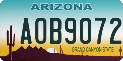 AZ license plate AOB9072