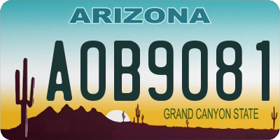 AZ license plate AOB9081