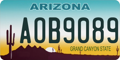 AZ license plate AOB9089
