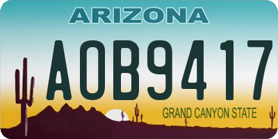 AZ license plate AOB9417
