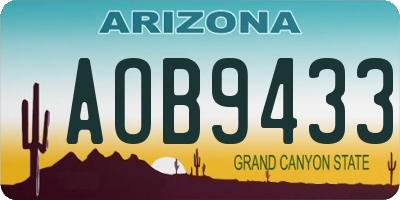 AZ license plate AOB9433