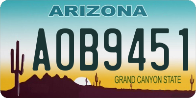 AZ license plate AOB9451