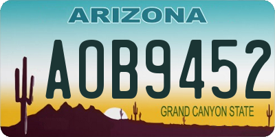AZ license plate AOB9452