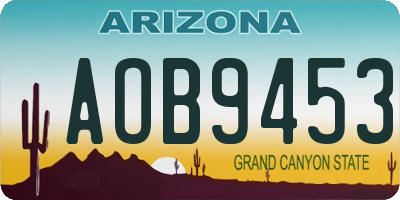 AZ license plate AOB9453