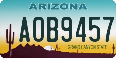 AZ license plate AOB9457