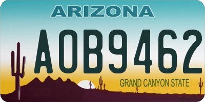 AZ license plate AOB9462