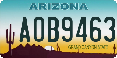 AZ license plate AOB9463