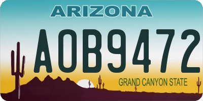 AZ license plate AOB9472