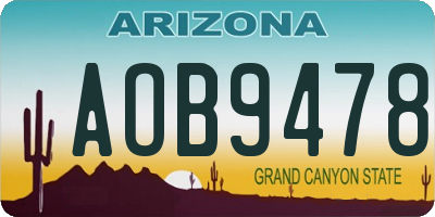 AZ license plate AOB9478