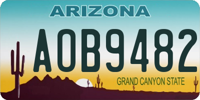 AZ license plate AOB9482