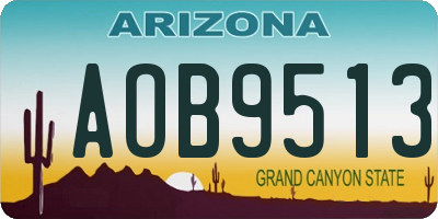 AZ license plate AOB9513