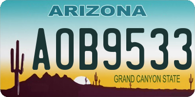 AZ license plate AOB9533